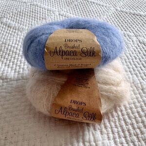 Drops Brushed Alpaca Silk Yarn - Blue and Cream